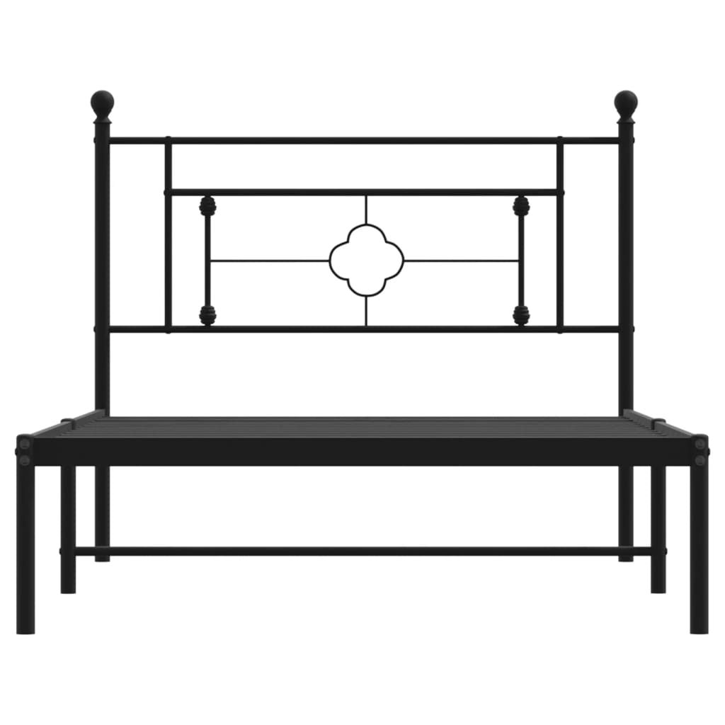 Metalni okvir za krevet s uzglavljem crni 107x203 cm