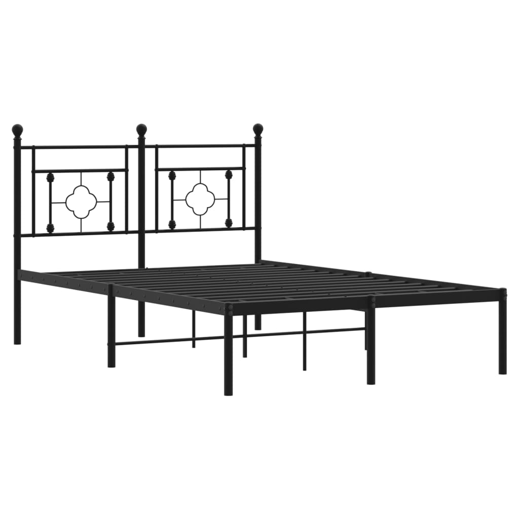 Metalni okvir za krevet s uzglavljem crni 120x190 cm