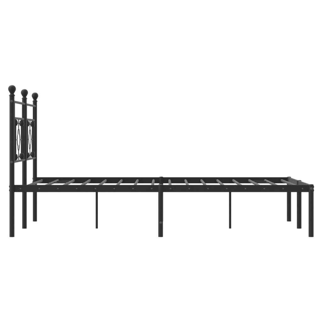 Metalni okvir za krevet s uzglavljem crni 135x190 cm