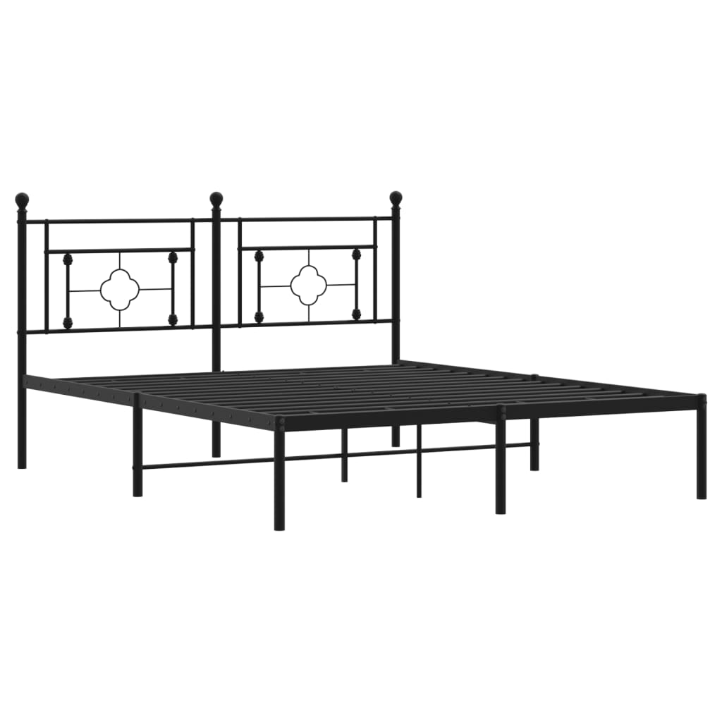 Metalni okvir za krevet s uzglavljem crni 160x200 cm