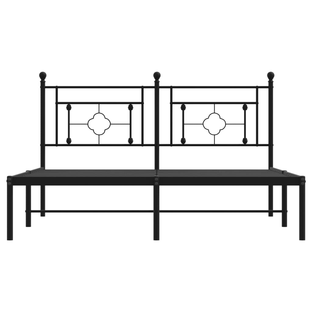 Metalni okvir za krevet s uzglavljem crni 160x200 cm