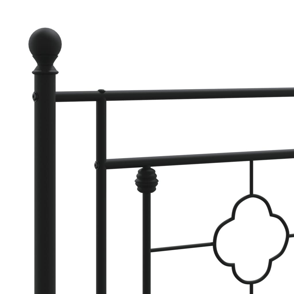 Metalni okvir za krevet s uzglavljem crni 160x200 cm