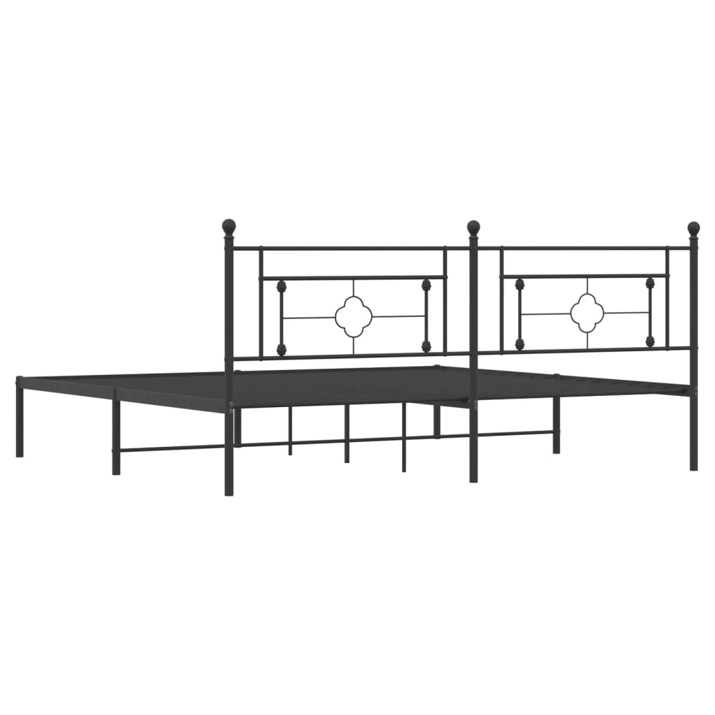 Metalni okvir za krevet s uzglavljem crni 200x200 cm