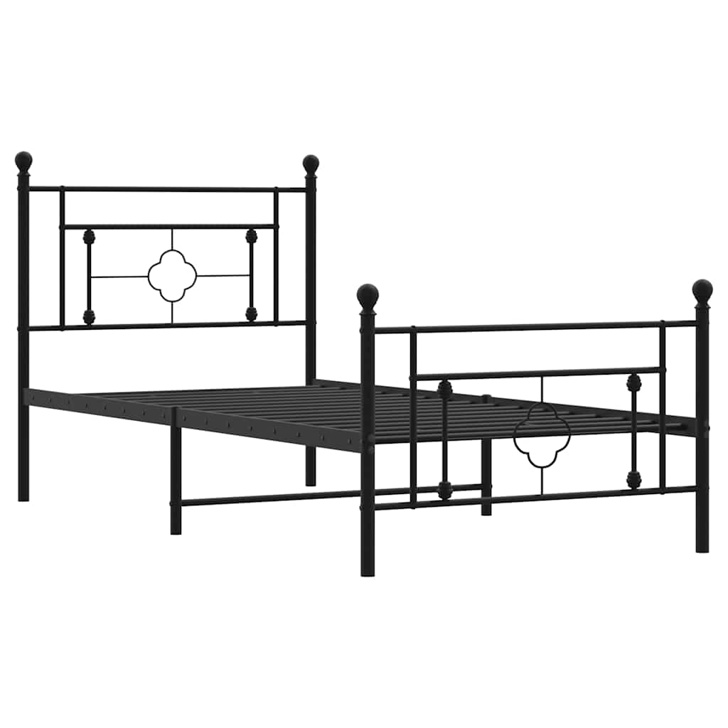 Metalni okvir kreveta uzglavlje i podnožje crni 100x200 cm