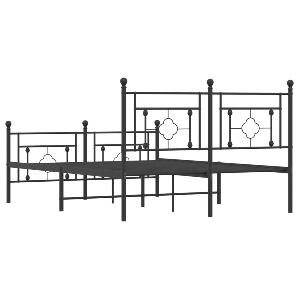 Metalni okvir kreveta uzglavlje i podnožje crni 135x190 cm