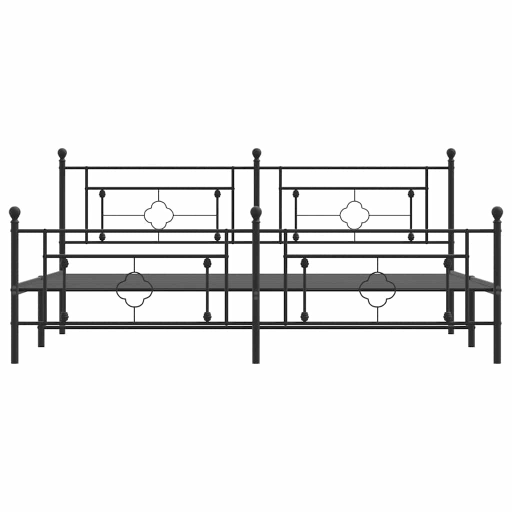Metalni okvir kreveta uzglavlje i podnožje crni 193x203 cm