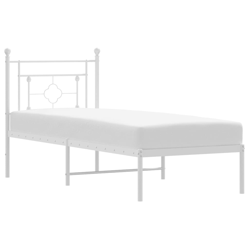 Metalni okvir krevet bez madraca s uzglavljem bijeli 75x190 cm
