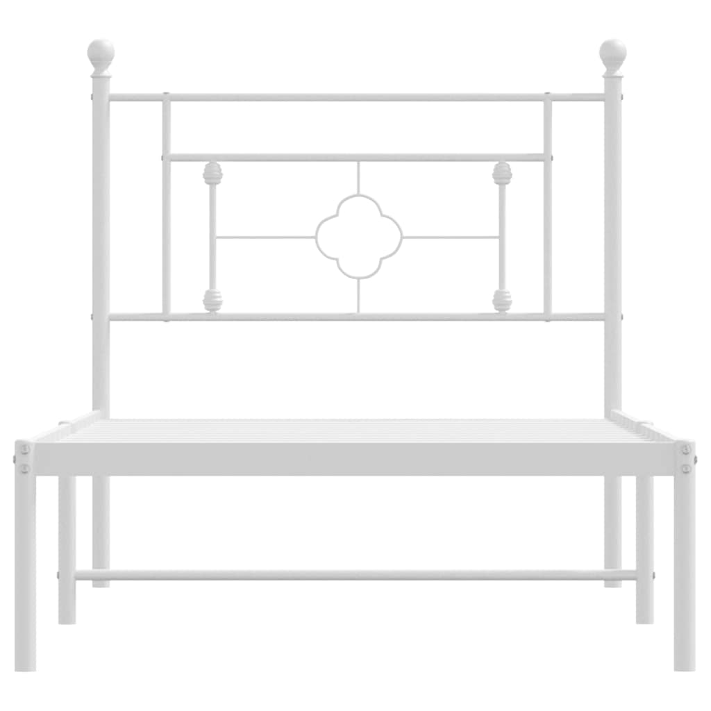 Metalni okvir za krevet s uzglavljem bijeli 100x200 cm