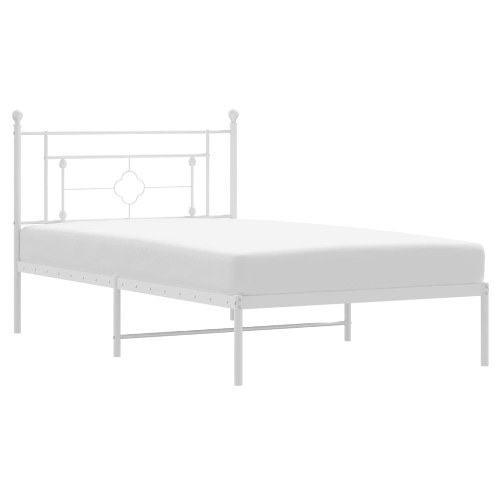 Metalni okvir za krevet s uzglavljem bijeli 107x203 cm