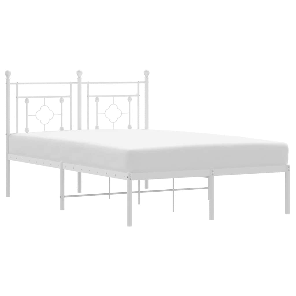 Metalni okvir za krevet s uzglavljem bijeli 120 x 190 cm