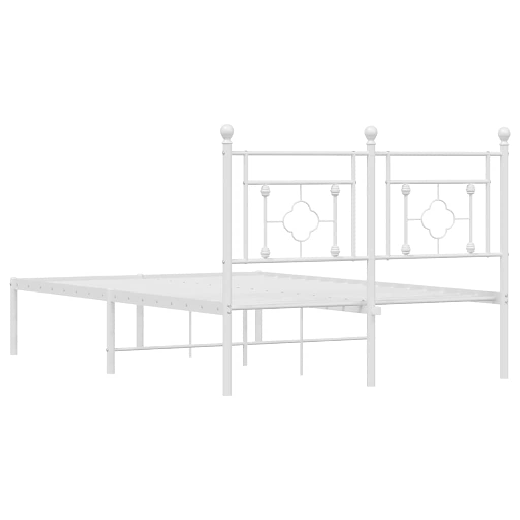 Metalni okvir za krevet s uzglavljem bijeli 120 x 190 cm