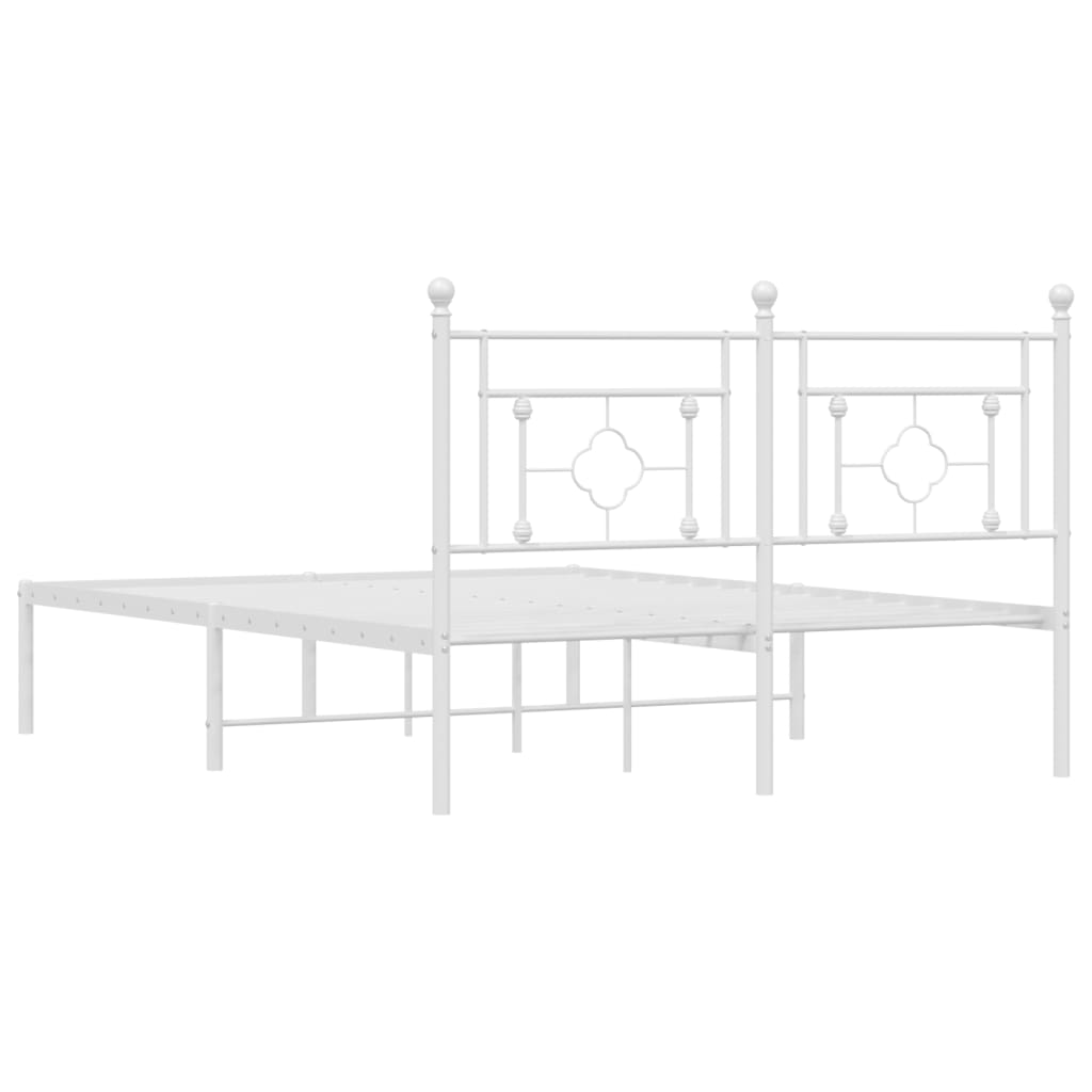Metalni okvir za krevet s uzglavljem bijeli 135x190 cm