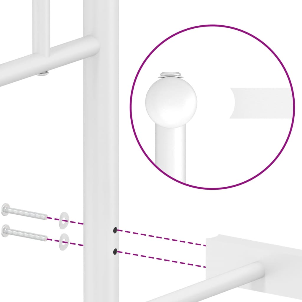 Metalni okvir za krevet s uzglavljem bijeli 135x190 cm