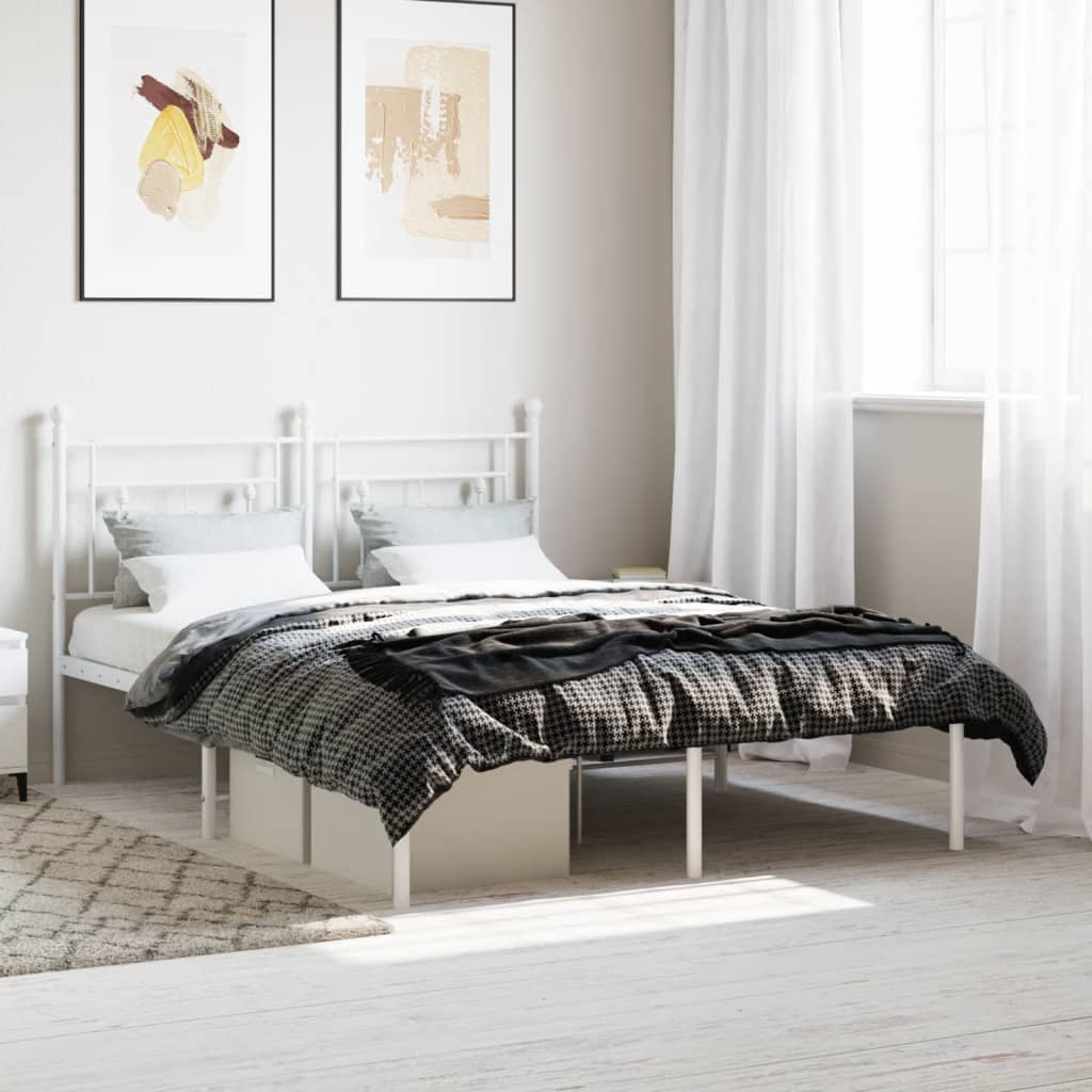 Metalni okvir za krevet s uzglavljem bijeli 135x190 cm
