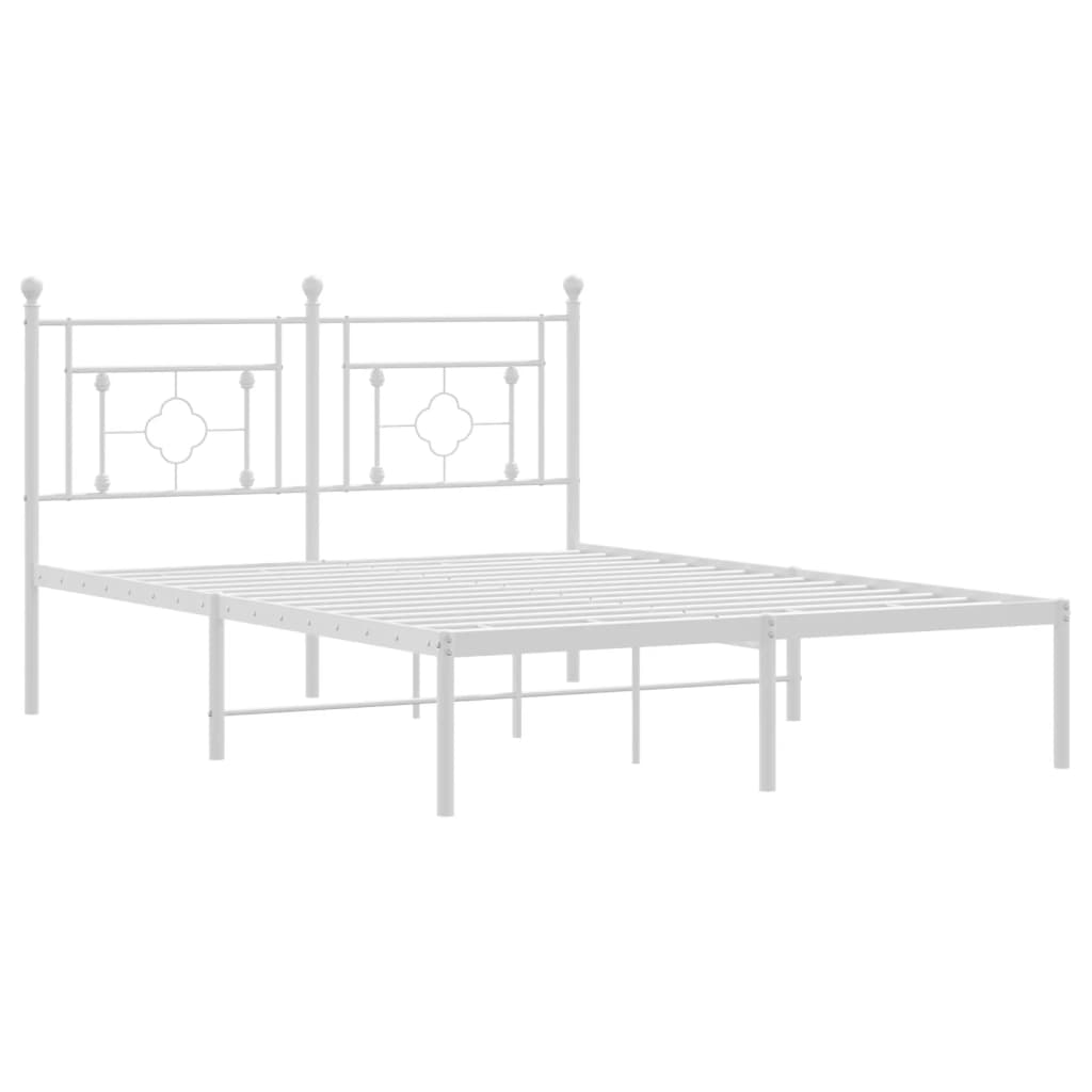 Metalni okvir za krevet s uzglavljem bijeli 140 x 190 cm
