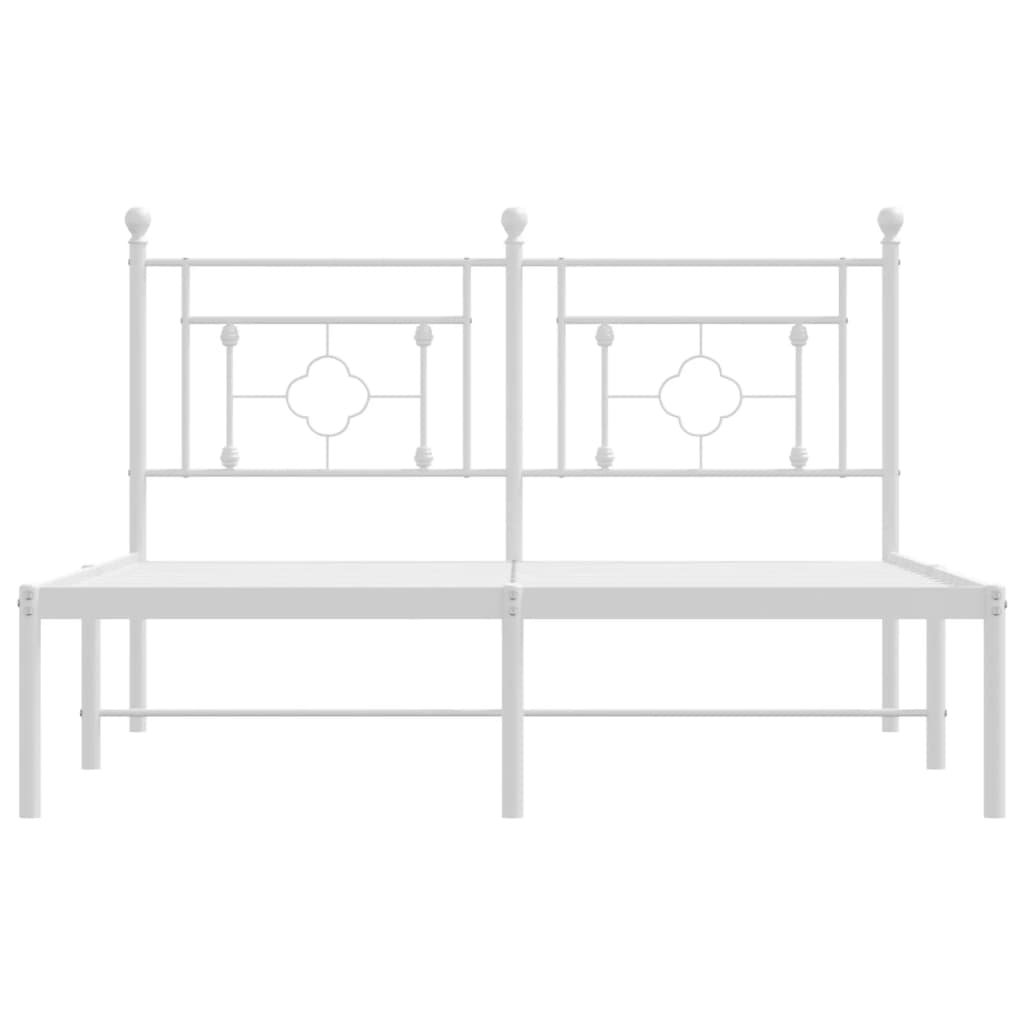 Metalni okvir za krevet s uzglavljem bijeli 140 x 190 cm