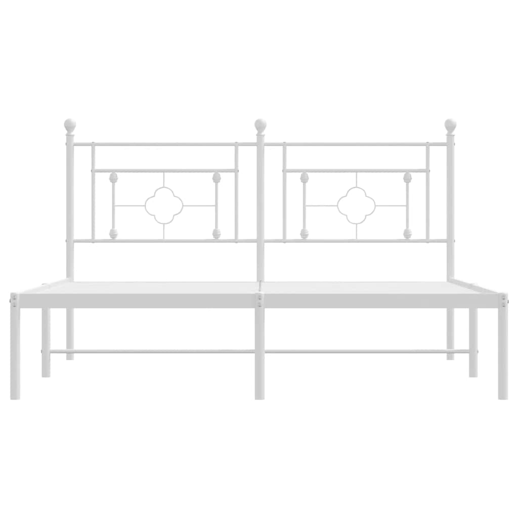 Metalni okvir za krevet s uzglavljem bijeli 160x200 cm