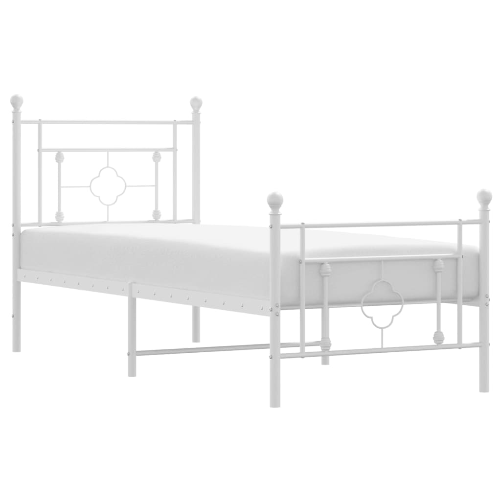 Metalni okvir kreveta uzglavlje i podnožje bijeli 80x200 cm