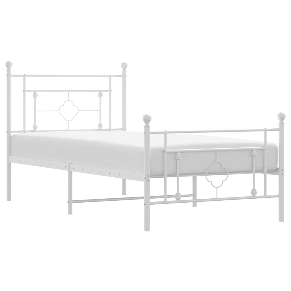 Metalni okvir kreveta uzglavlje i podnožje bijeli 100x190 cm
