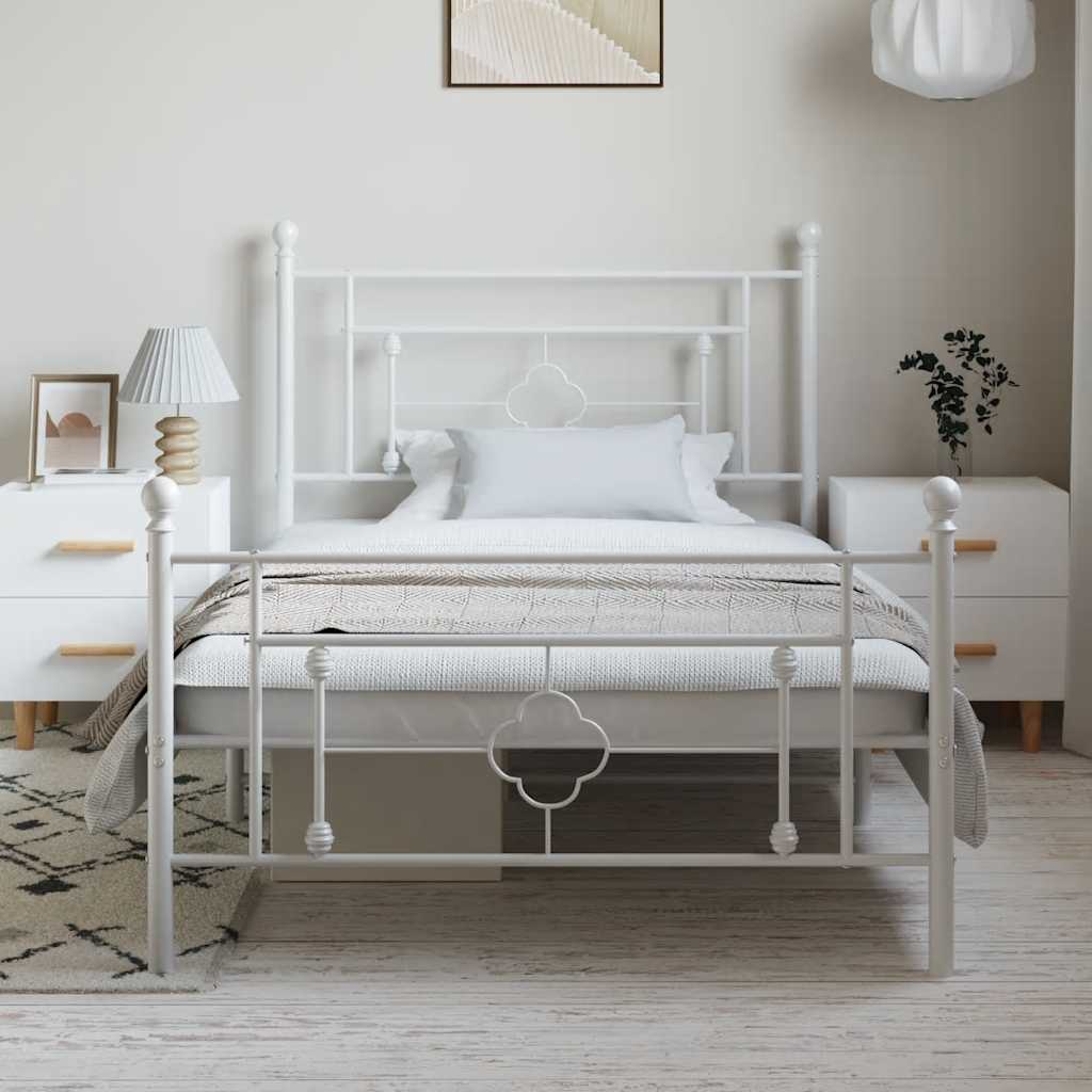 Metalni okvir kreveta uzglavlje i podnožje bijeli 100x200 cm