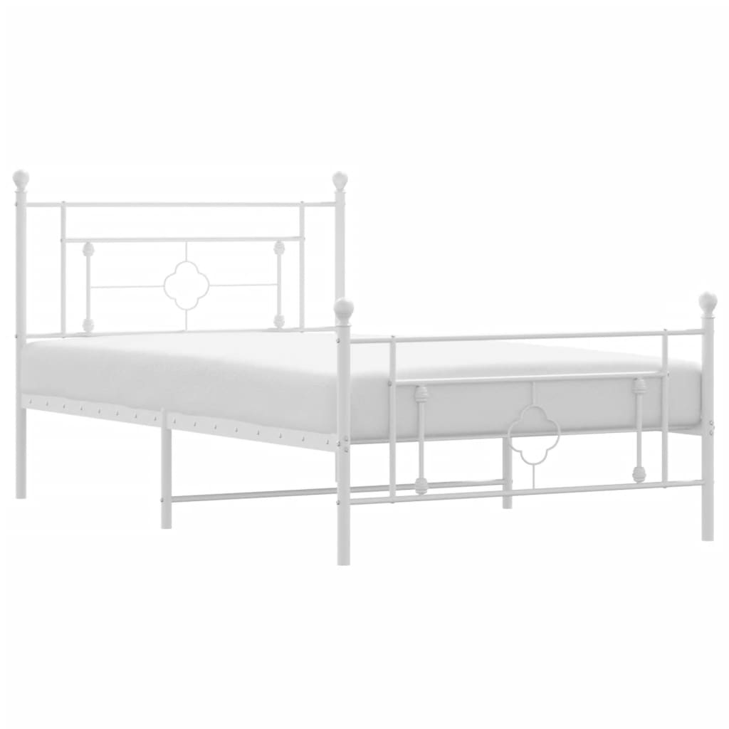 Metalni okvir kreveta uzglavlje i podnožje bijeli 107x203 cm