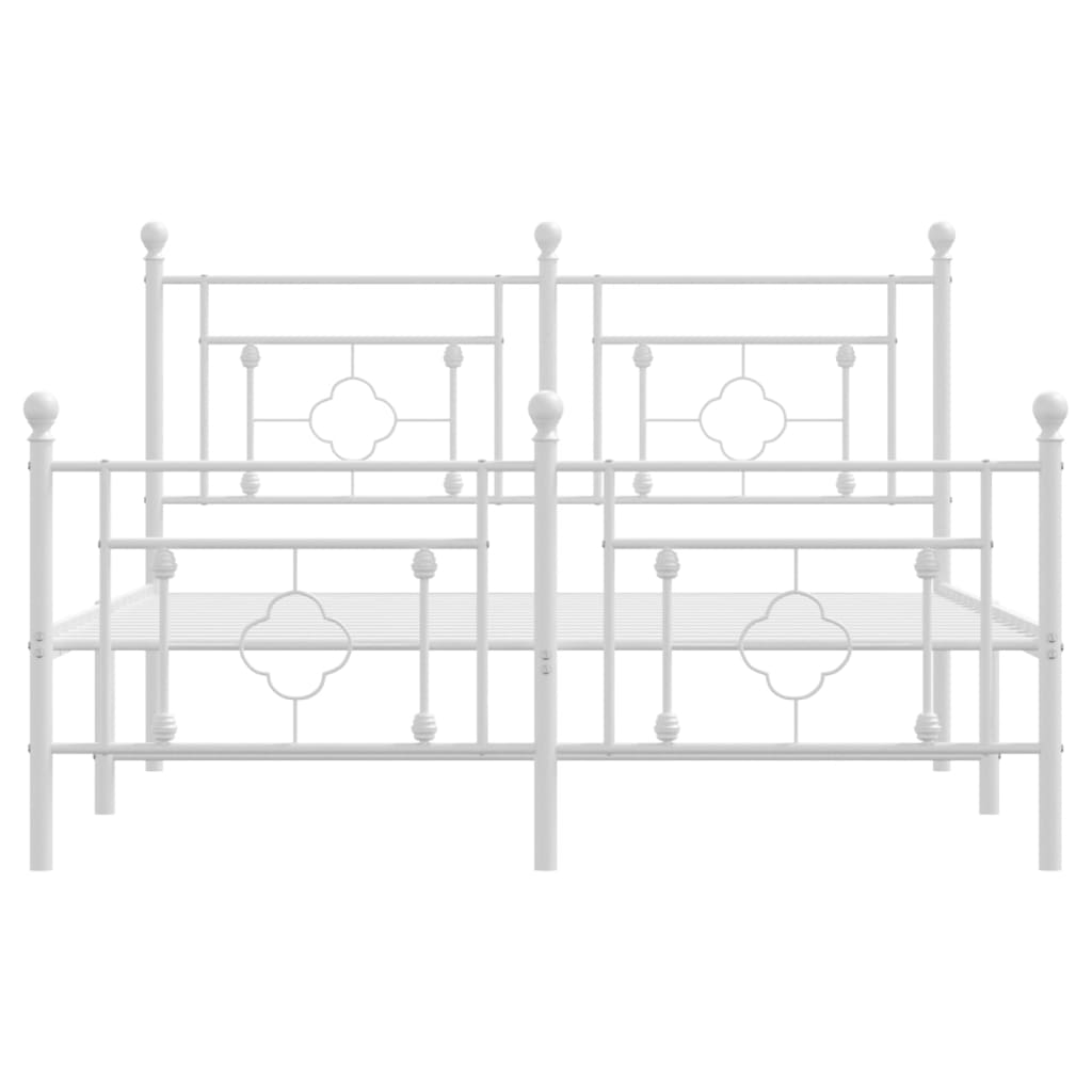 Metalni okvir kreveta uzglavlje i podnožje bijeli 140 x 190 cm