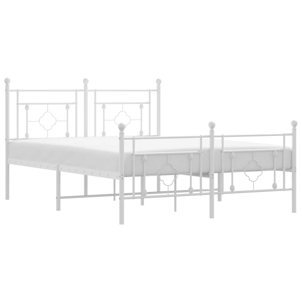 Metalni okvir kreveta uzglavlje i podnožje bijeli 140x200 cm
