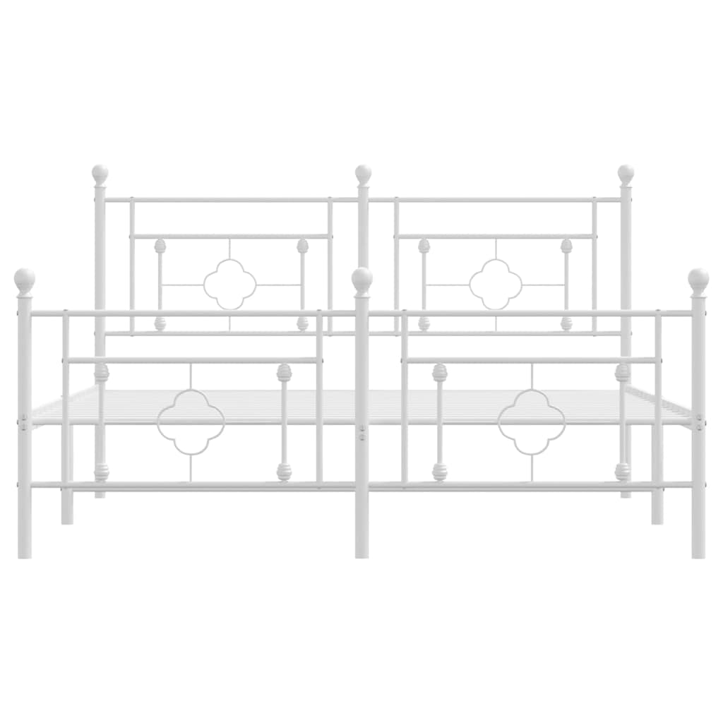 Metalni okvir kreveta uzglavlje i podnožje bijeli 150 x 200 cm