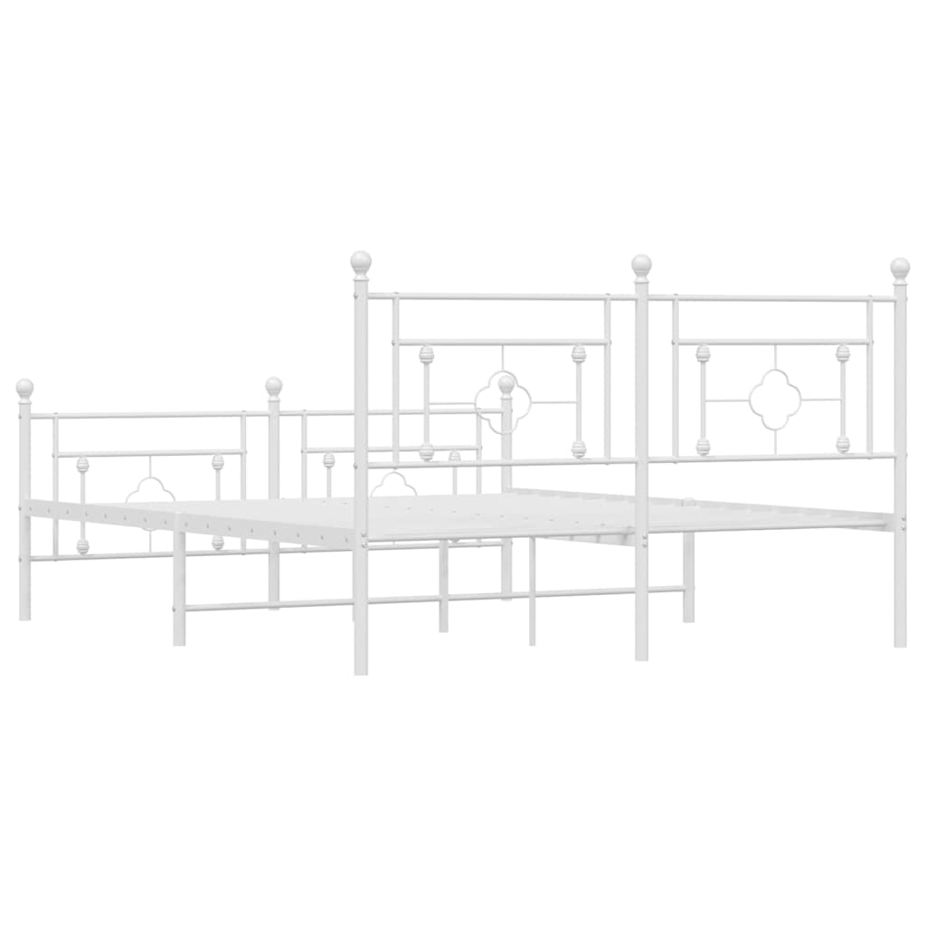 Metalni okvir kreveta uzglavlje i podnožje bijeli 150 x 200 cm