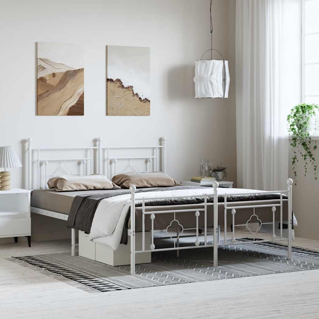 Metalni okvir kreveta uzglavlje i podnožje bijeli 150 x 200 cm