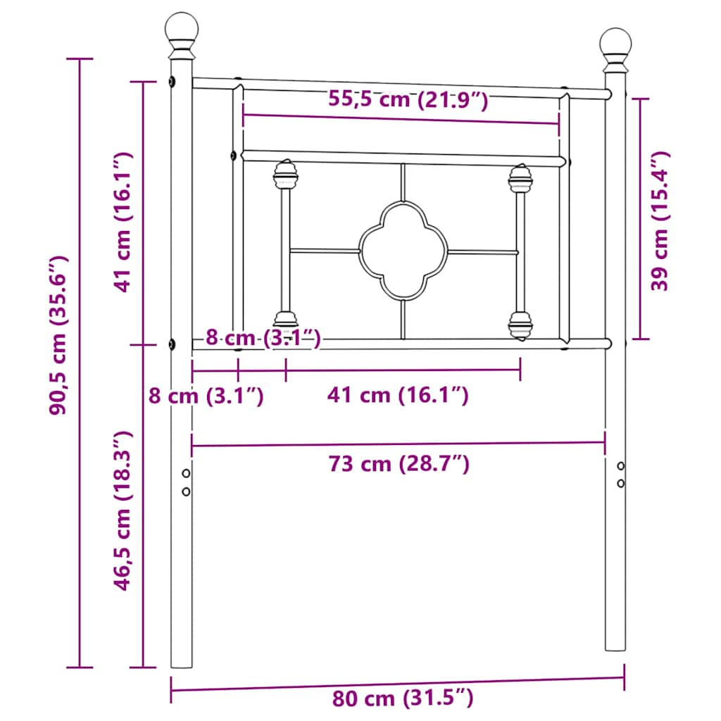 Metalno zamjensko uzglavlje bijelo 75 cm