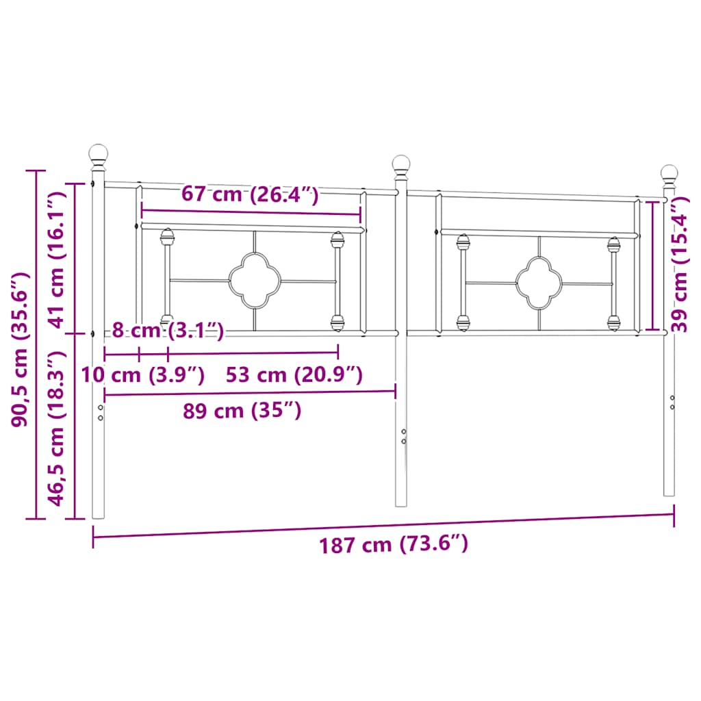 Metalno zamjensko uzglavlje bijelo 180 cm