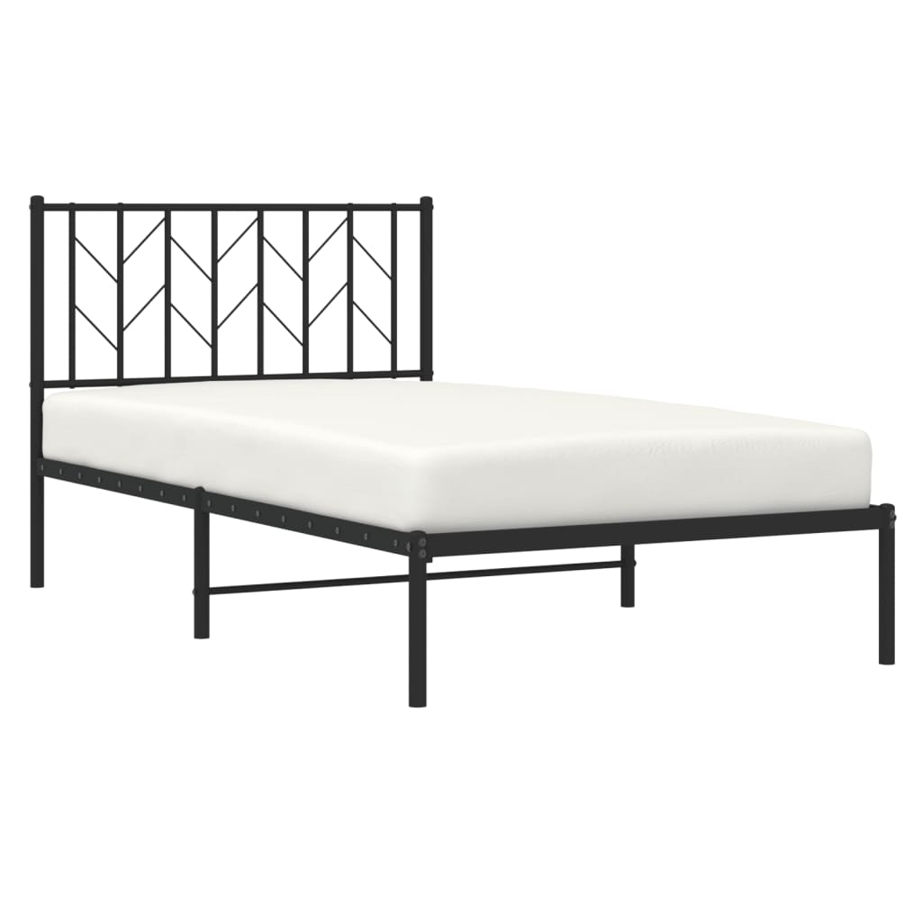 Metalni okvir za krevet s uzglavljem crni 100x190 cm
