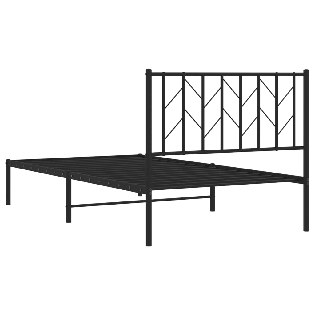 Metalni okvir za krevet s uzglavljem crni 100x190 cm