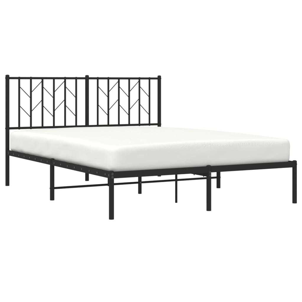 Metalni okvir za krevet s uzglavljem crni 140x200 cm