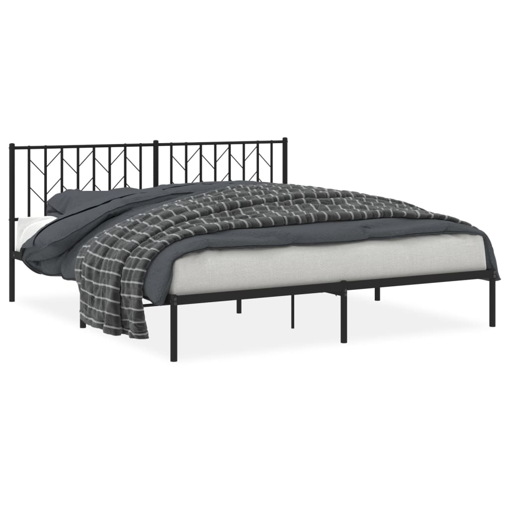 Metalni okvir za krevet s uzglavljem crni 180x200 cm