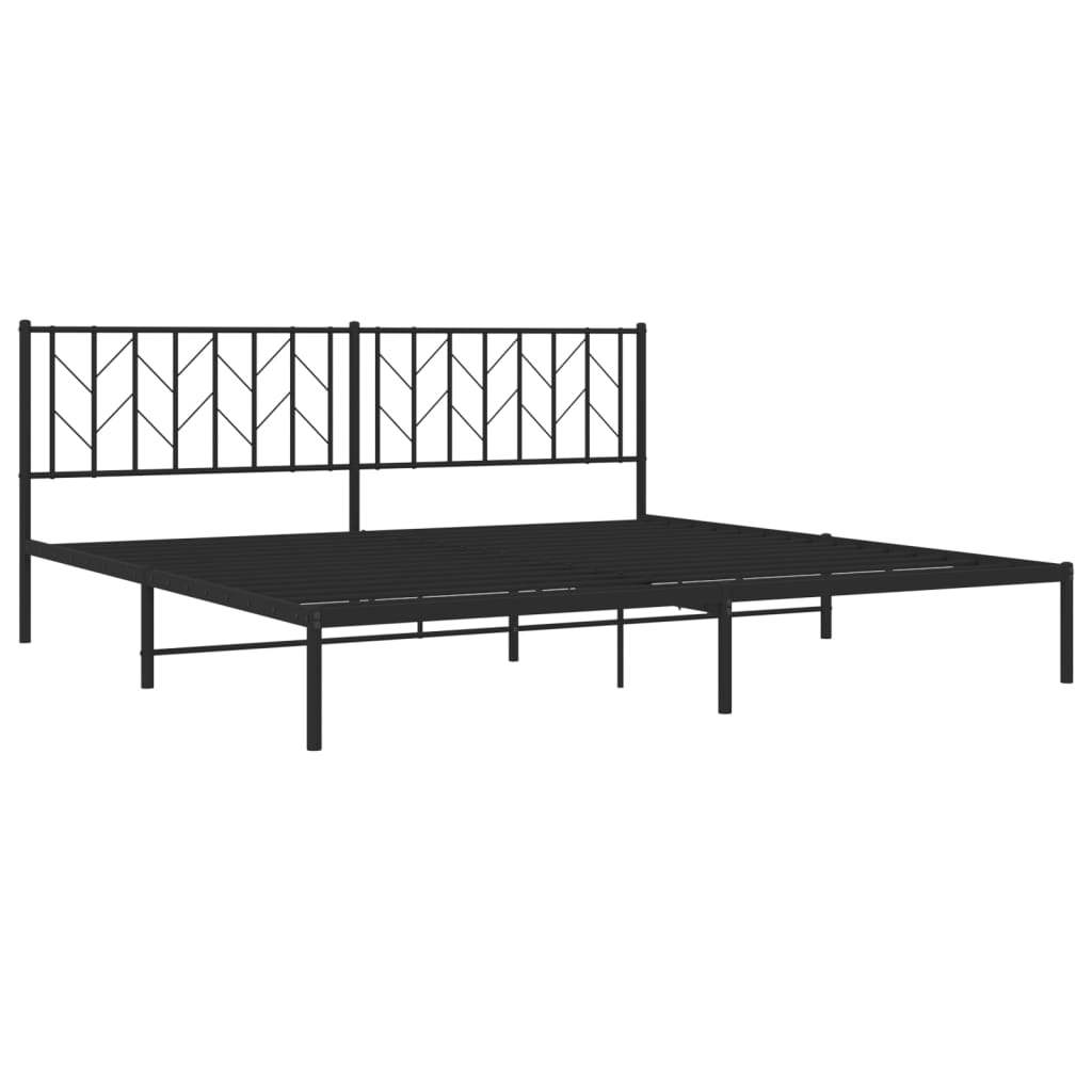 Metalni okvir za krevet s uzglavljem crni 200x200 cm