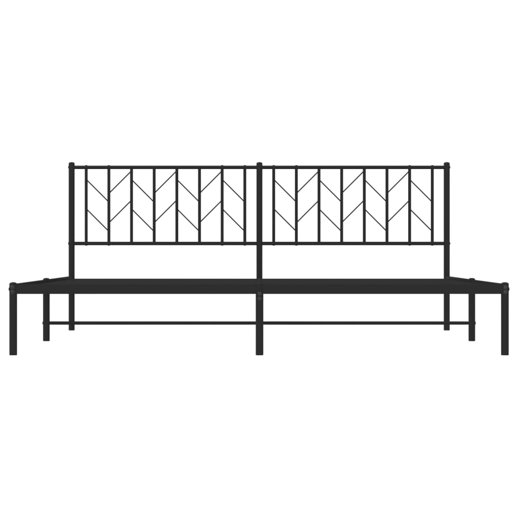 Metalni okvir za krevet s uzglavljem crni 200x200 cm