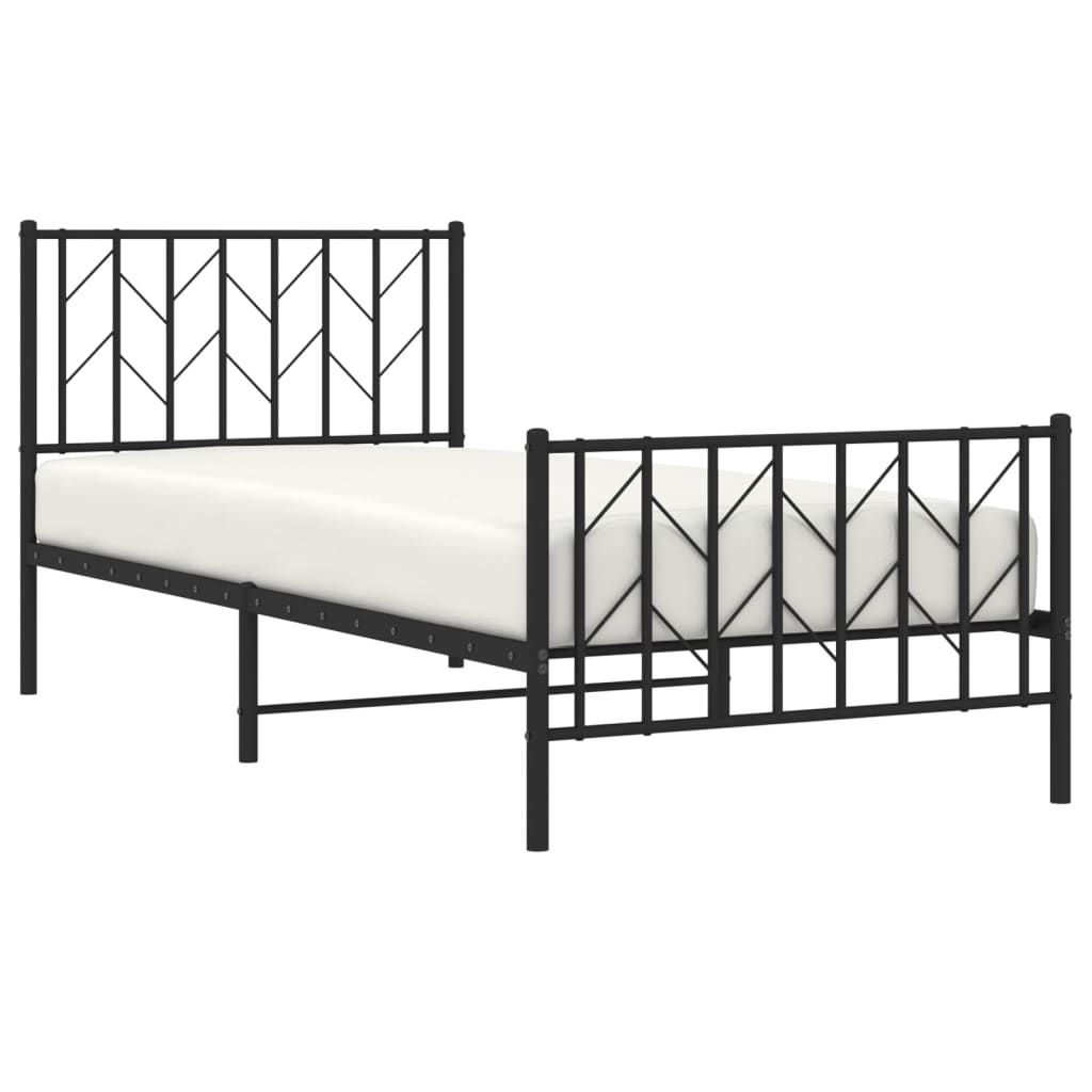 Metalni okvir kreveta uzglavlje i podnožje crni 90 x 200 cm