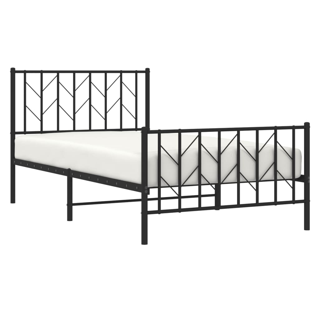 Metalni okvir kreveta uzglavlje i podnožje crni 100x190 cm