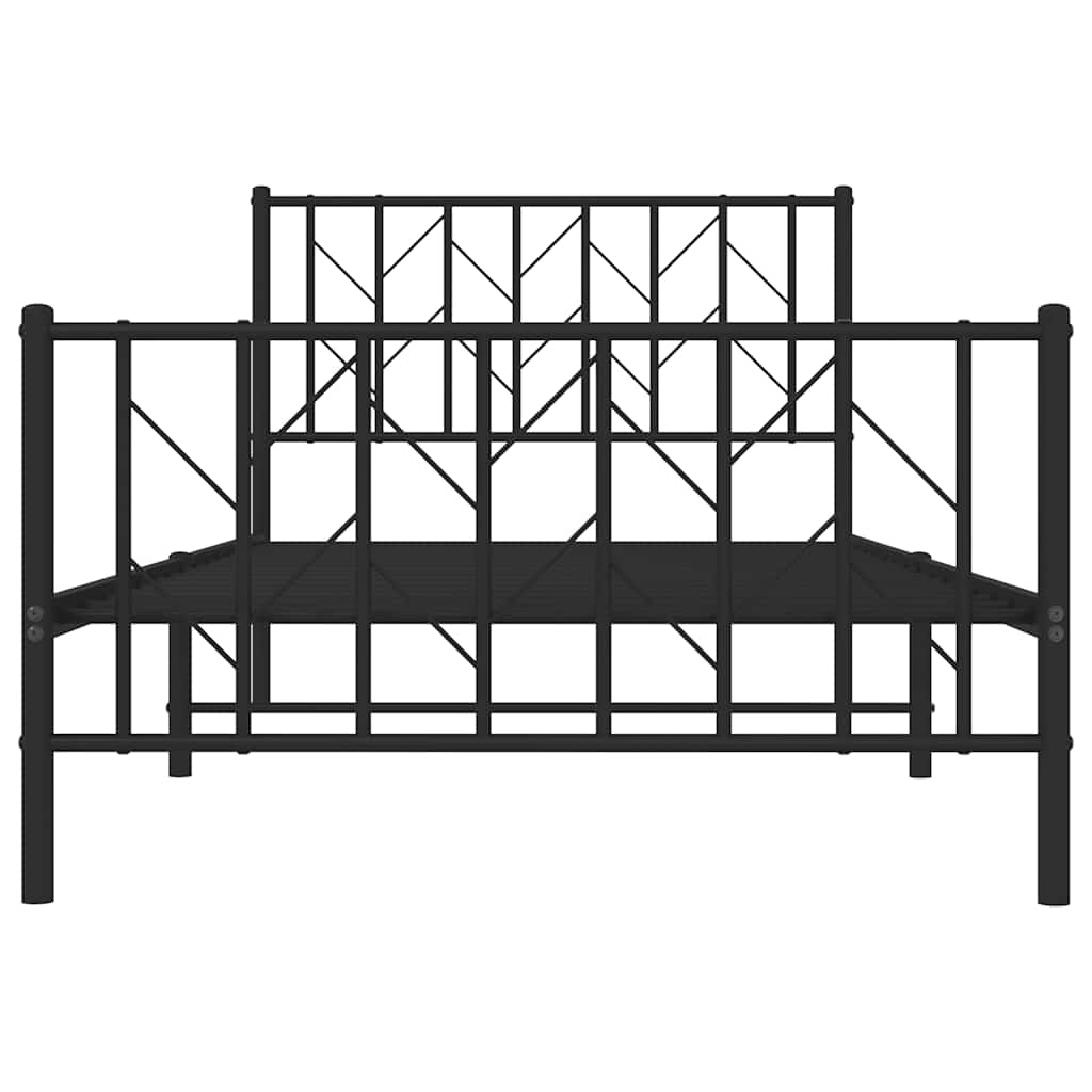 Metalni okvir kreveta uzglavlje i podnožje crni 100x200 cm