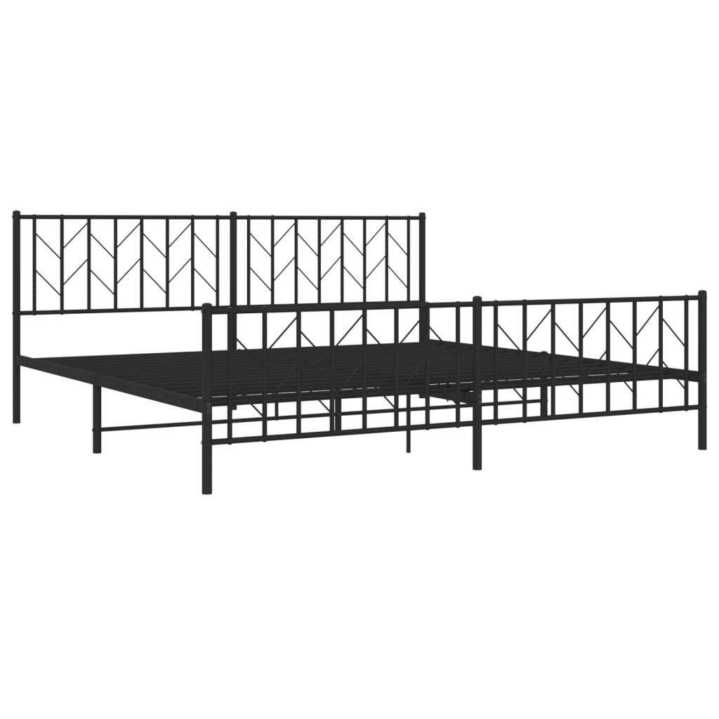 Metalni okvir kreveta uzglavlje i podnožje crni 200x200 cm