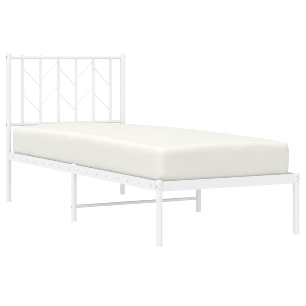 Metalni okvir krevet bez madraca s uzglavljem bijeli 75x190 cm