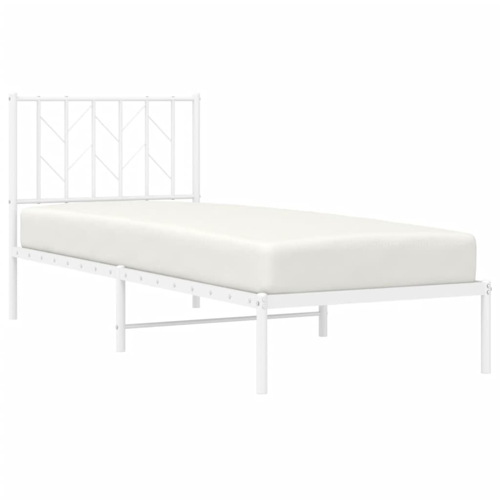 Metalni okvir za krevet s uzglavljem bijeli 80x200 cm