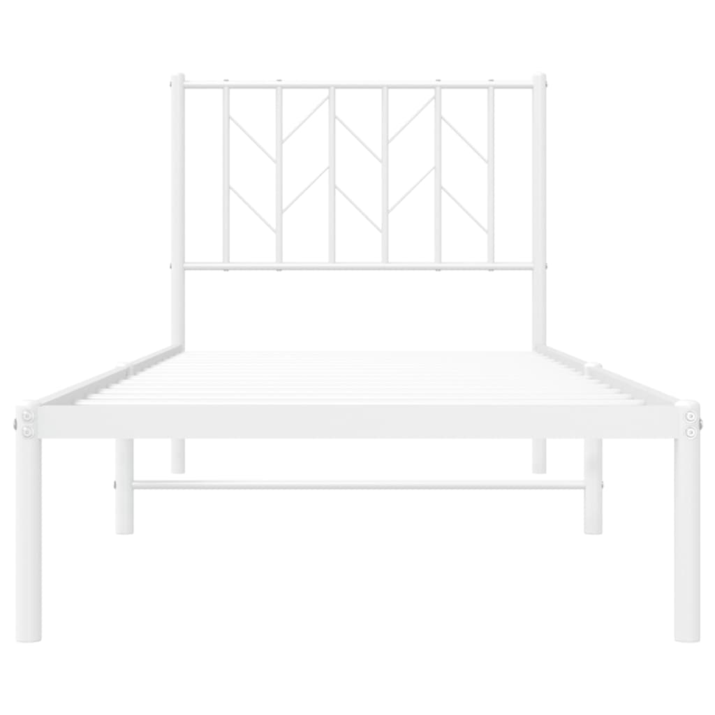 Metalni okvir za krevet s uzglavljem bijeli 80x200 cm