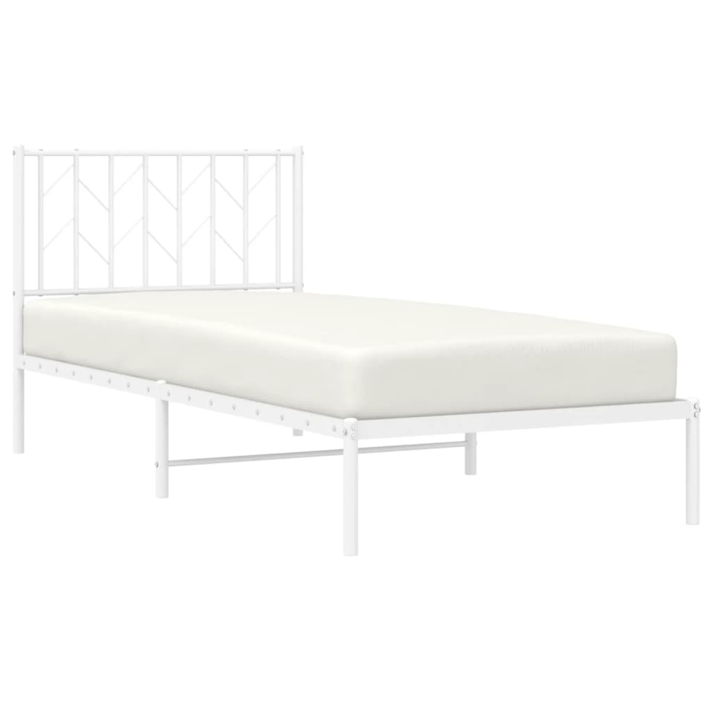 Metalni okvir za krevet s uzglavljem bijeli 90 x 190 cm