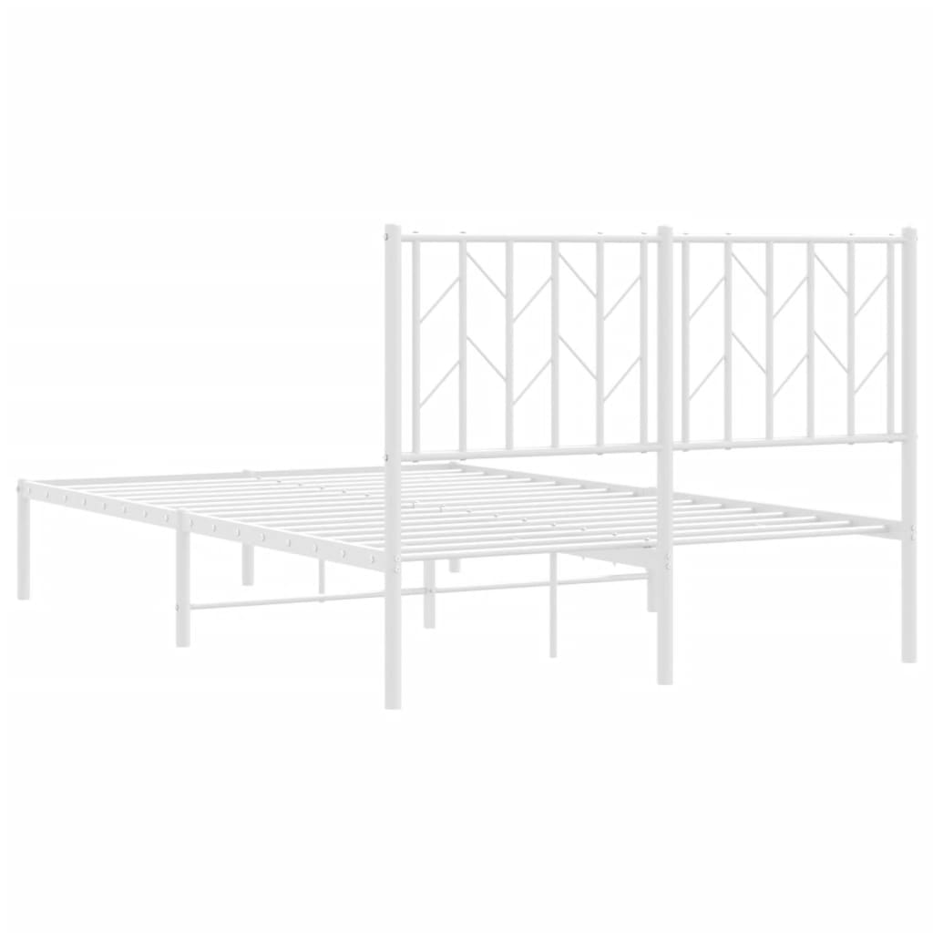 Metalni okvir za krevet s uzglavljem bijeli 120 x 190 cm