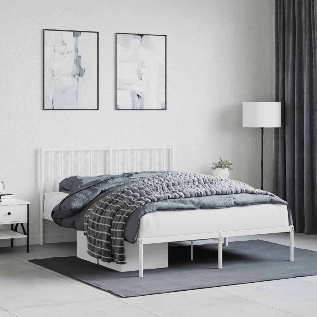 Metalni okvir za krevet s uzglavljem bijeli 140 x 190 cm
