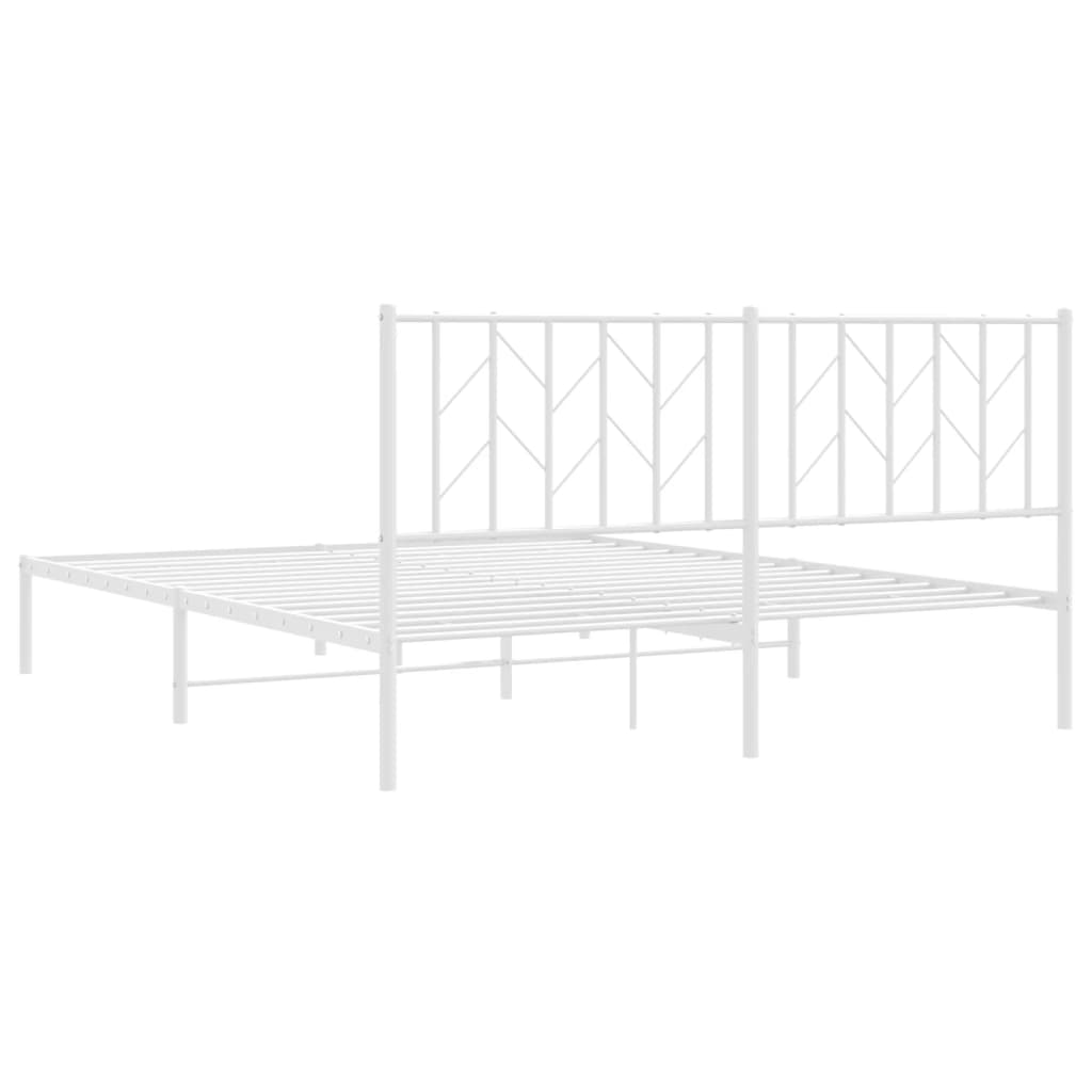 Metalni okvir za krevet s uzglavljem bijeli 160x200 cm