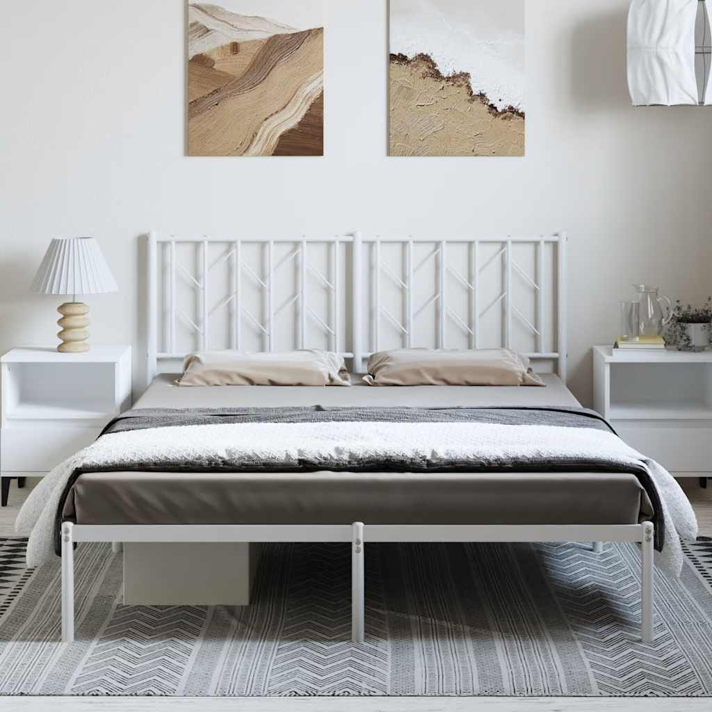 Metalni okvir za krevet s uzglavljem bijeli 193x203 cm